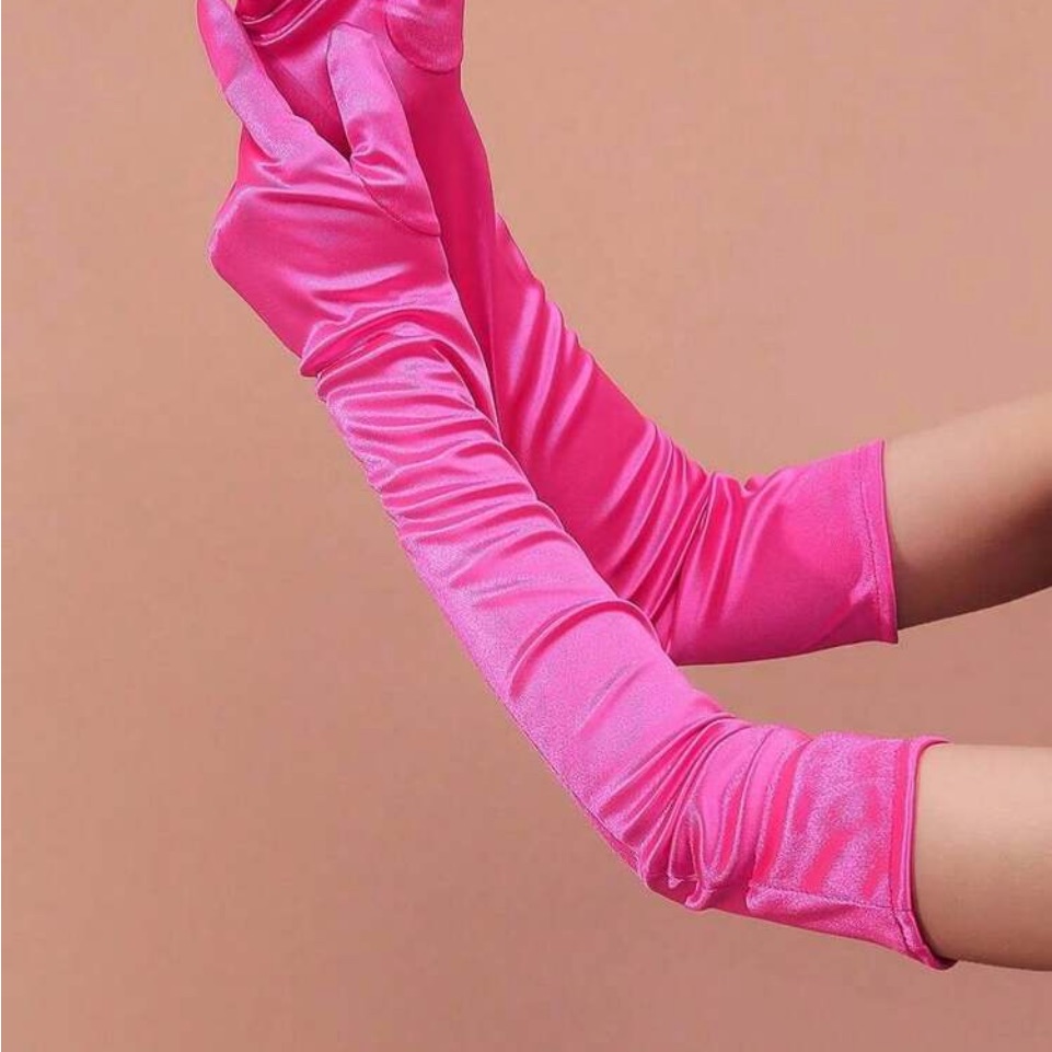 Elegant Pink Satin Gloves